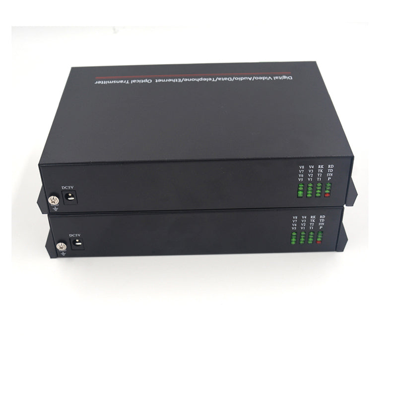 8 Video Ethernet RS485 422 Data to Fiber media Converters, Analog Video RJ45 network over fiber, optical FC, Singlemode up to 20Km Multimomode 500M.A set