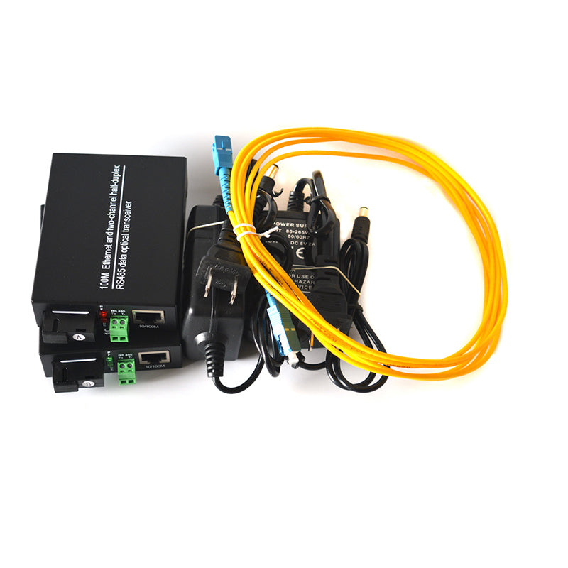 RS485 data and Ethernet over fiber converters -1 Bidirectional RS-485 Fiber extender , Fast Ethernet fiber converters, Singlemode up 20Km,Multimode 500m, A pair