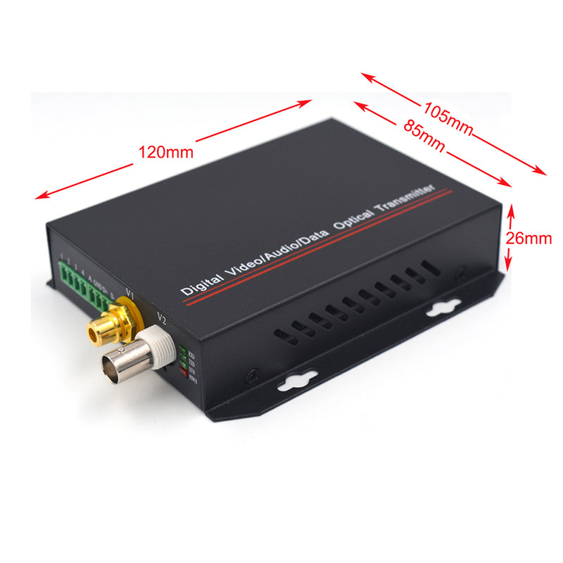 Analog Video Audio RS485 over Fiber Media Converters A set, FC optical port, Singlemode fiber up to 20Km, Multimode 500m