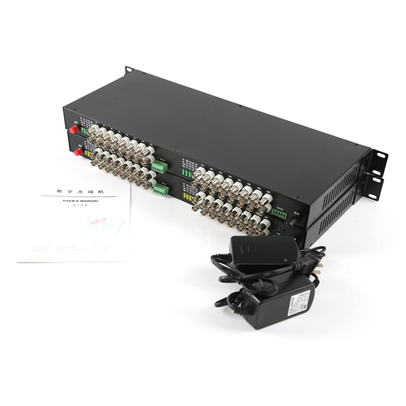 32 Port Analog Video Fiber Converters A Set. RS485 PTZ, PAL NTSC SECAM Video Over Fiber Extenders, FC Singlemode Up 20Km For Remote Video Monitoring, Security Systems More