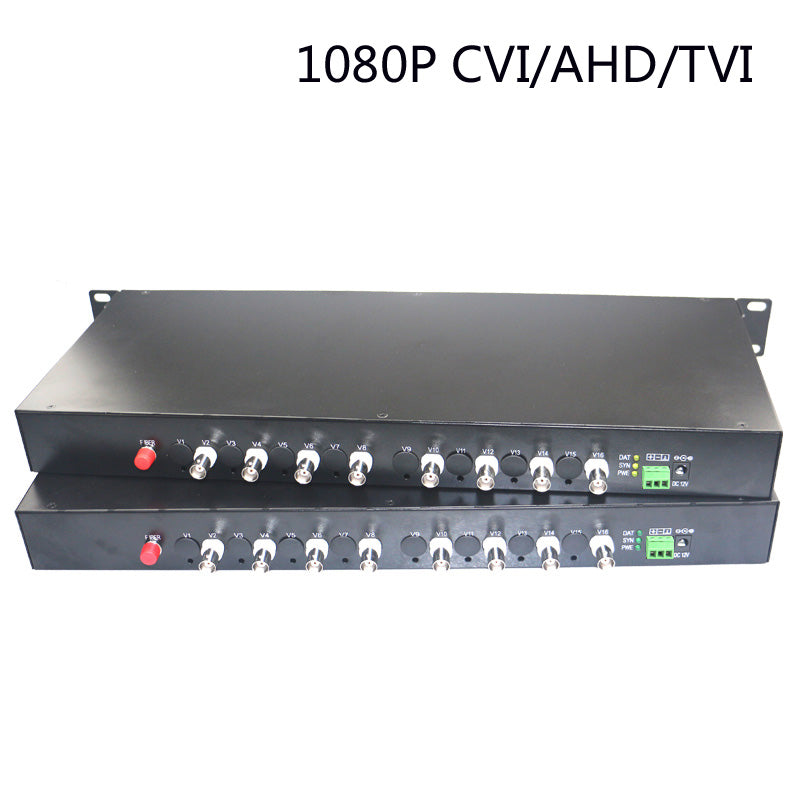 8 port 2MP Video over fiber Extender Uncompressed 1 U Rack mount, HD video fiber converters FC Singlemode up 20Km, support 1080p 960p HD TVI CVI AHD camera ,A set