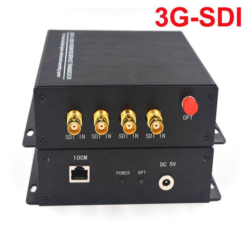 4 Channel 3G-SDI Video Audio Ethernet Over Fiber Converters A Set, Uncompressed FC Singlemode 20Km,Compatible with HD-SDI SD-SDI, Support 1080P 60Hz Max