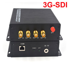 4 Channel 3G-SDI Video Audio Ethernet Over Fiber Converters A Set, Uncompressed FC Singlemode 20Km,Compatible with HD-SDI SD-SDI, Support 1080P 60Hz Max