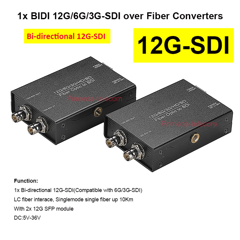 12G/6G/3G/HD-SDI удлинители по оптоволокну до 10 км, 1 портовый двунаправленный 12G SDI видео волоконно-оптический преобразователь адаптер несжатый с двумя оптическими модулями 12G SFP и горячим башмаком, профессиональный вещательный класс комплект