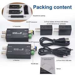 Mini 3G-SDI Video Over Fiber Optic Converters,LC Singlemode up 20Km (12.4mi),Multimode up to 500m .with 2 SFP Optical Module,Compatible with 3G-SDI,HD-SDI Camera