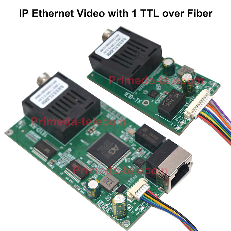 1 IP Ethernet Video with 1 TTL data Over Fiber Optic Converter digital TX 1310nm/RX 1550nm , FC Singlemode Fiber 20km 40km,60km, High Speed TTL up 460Kb/S, Anti-interference