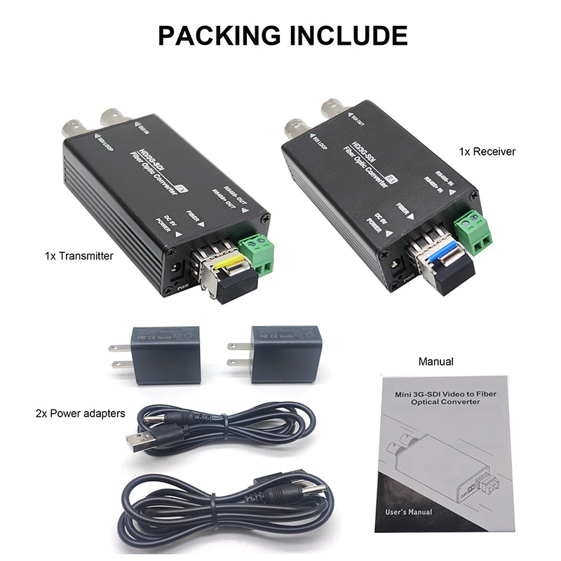 Mini 3G-SDI Video over Fiber Optic Converters,LC Singlemode