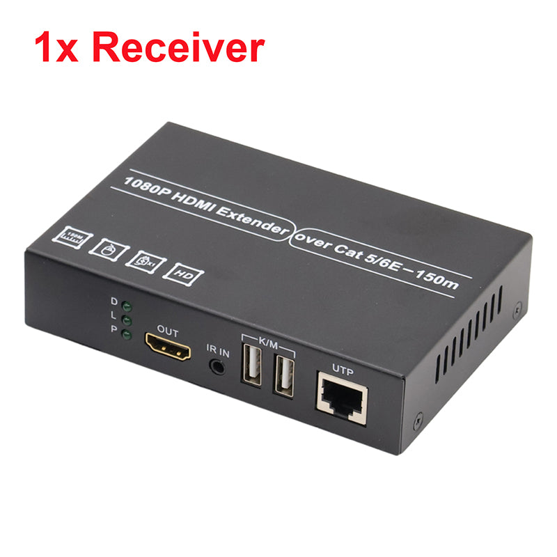 1080P HDMI over Cat5e/6 Ethernet Converter up to 150m with KVM and IR Loop Out,Support 1 send multiple receive