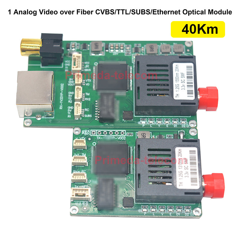 Видео по оптоволокну CVBS/TTL/SUBS/Ethernet Оптический модуль передатчика-приемника одномодовый до 15 км для дрона