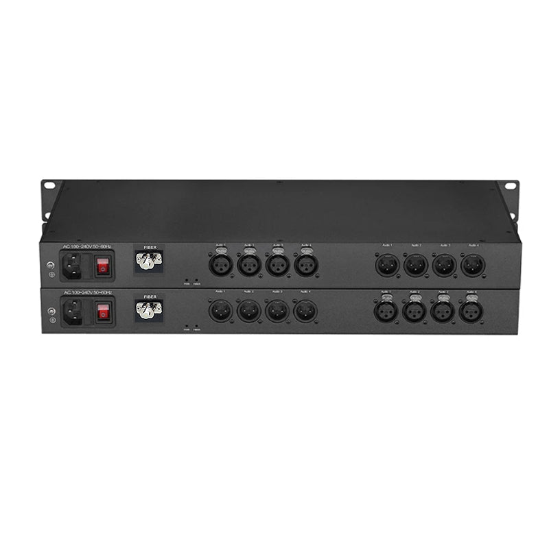 Extensor de Audio Balanceado de 8 Canales XLR sobre Fibra Óptica Montaje en Rack de 19 pulgadas 1U Fibra Monomodo hasta 20Km SFP LC Incluido Sin Comprimir Sin Retardo Sonido Cristalino de Grado Profesional