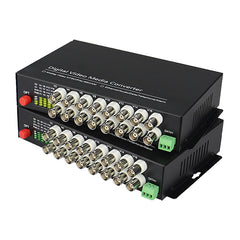 16 port Analog Video Fiber Optical Media Converters with RS485 PTZ -Singlemode and Multimode A set