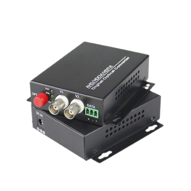 2 port Analog video fiber converters A set. PAL NTSC SECAM video over fiber extenders, FC Singlemode up 20Km for Video monitoring Security Systems and more
