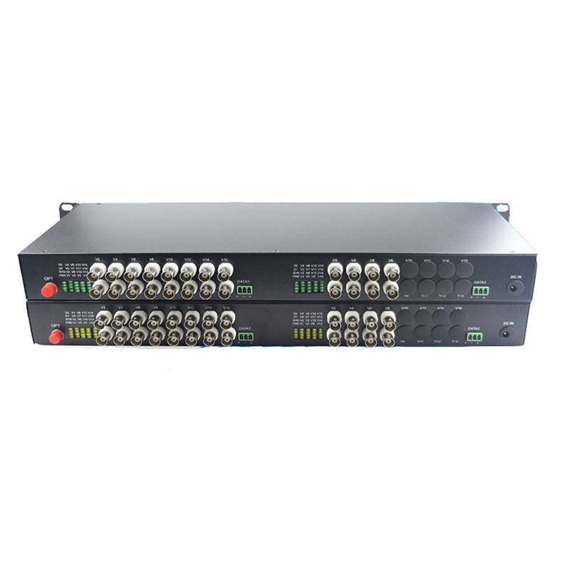 Conversores de fibra óptica de vídeo analógico de 24 puertos. Un conjunto. PTZ RS485, extensores de vídeo PAL NTSC SECAM por fibra óptica, FC monomodo hasta 20 km para monitorización remota de vídeo, sistemas de seguridad y más