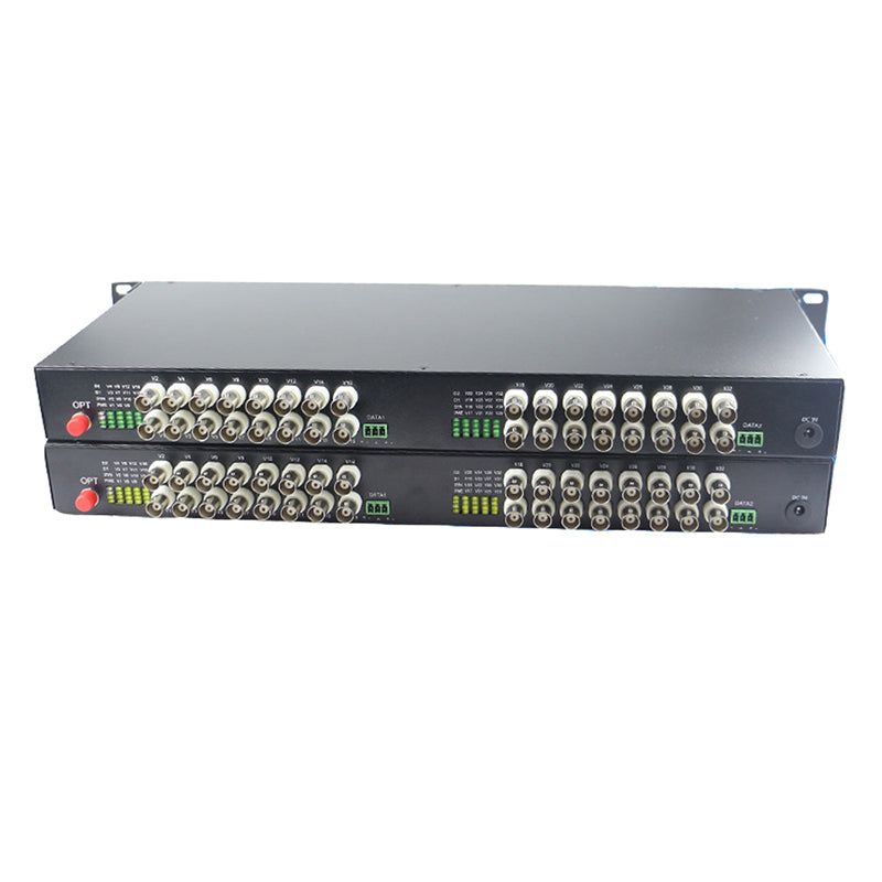 32 Port Analog Video Fiber Converters A Set. RS485 PTZ, PAL NTSC SECAM Video Over Fiber Extenders, FC Singlemode Up 20Km For Remote Video Monitoring, Security Systems More