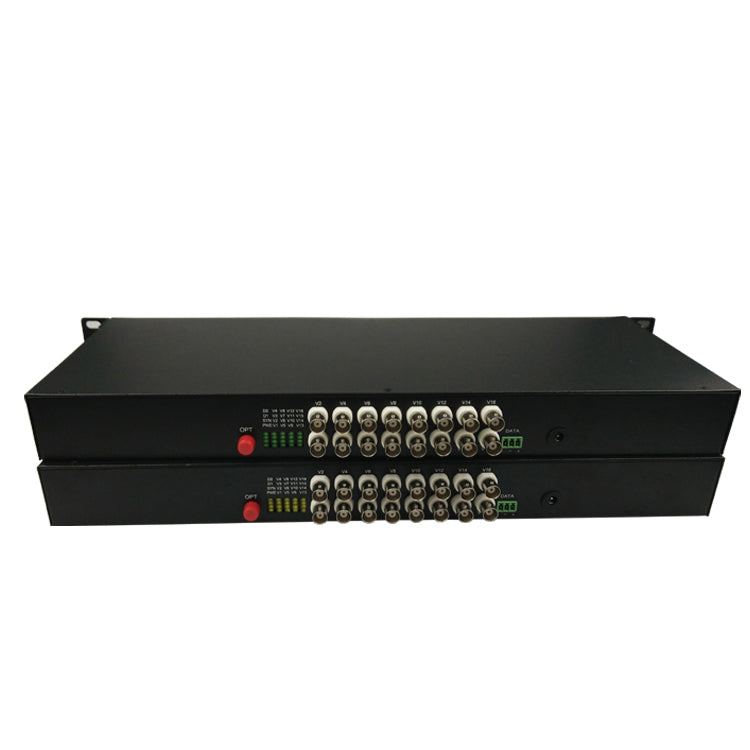 16 puertos convertidores de fibra de video analógico un conjunto. RS485 PTZ, PAL NTSC SECAM Video sobre extensores de fibra, FC monomodo hasta 20Km para monitoreo de video remoto, sistemas de seguridad más