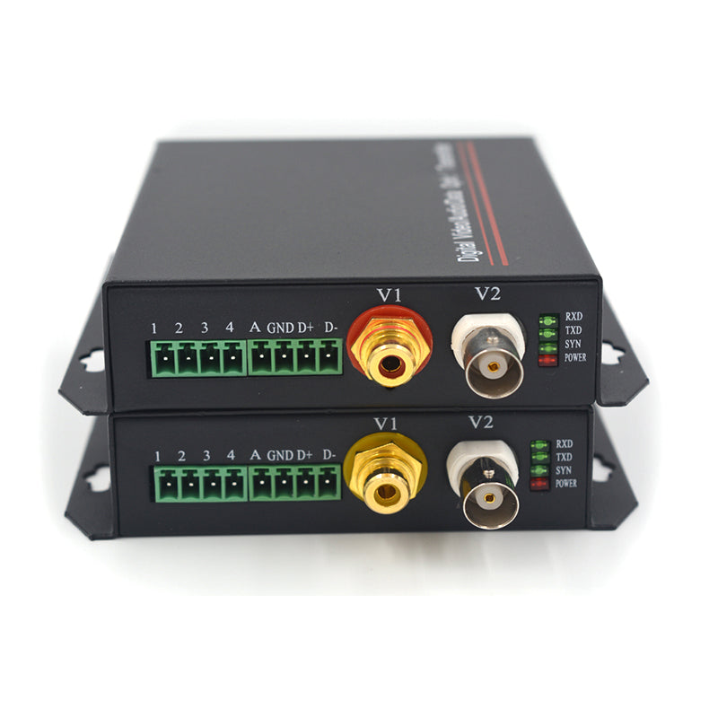 Analog Video Audio RS485 over Fiber Media Converters A set, FC optical port, Singlemode fiber up to 20Km, Multimode 500m